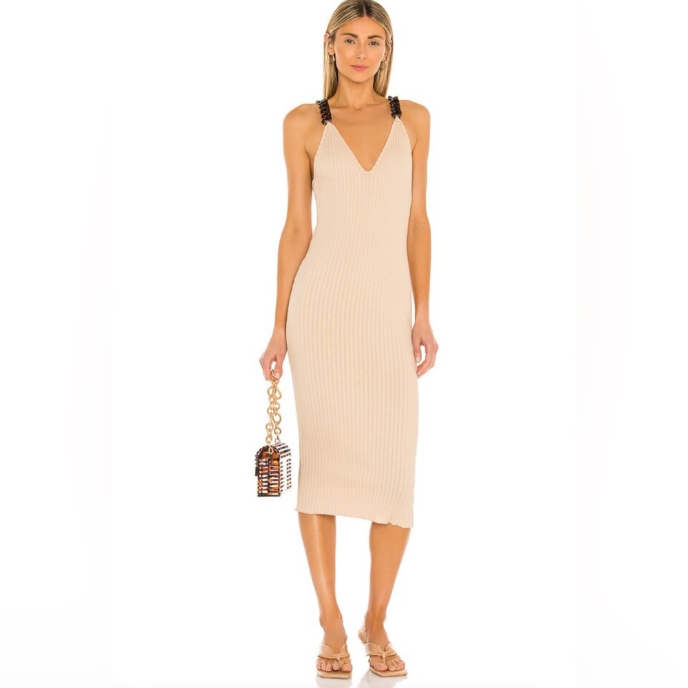 VALENTINA SHAH Darcy Knit Midi Dress in Beige